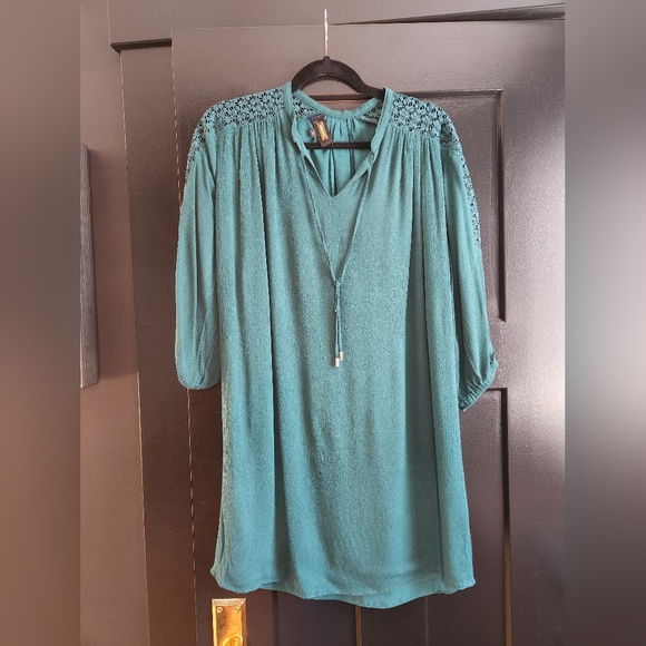 Saks Fifth Avenue Alexia Admore Green Dress Sz S mini midi classic boho lace - Picture 2 of 8